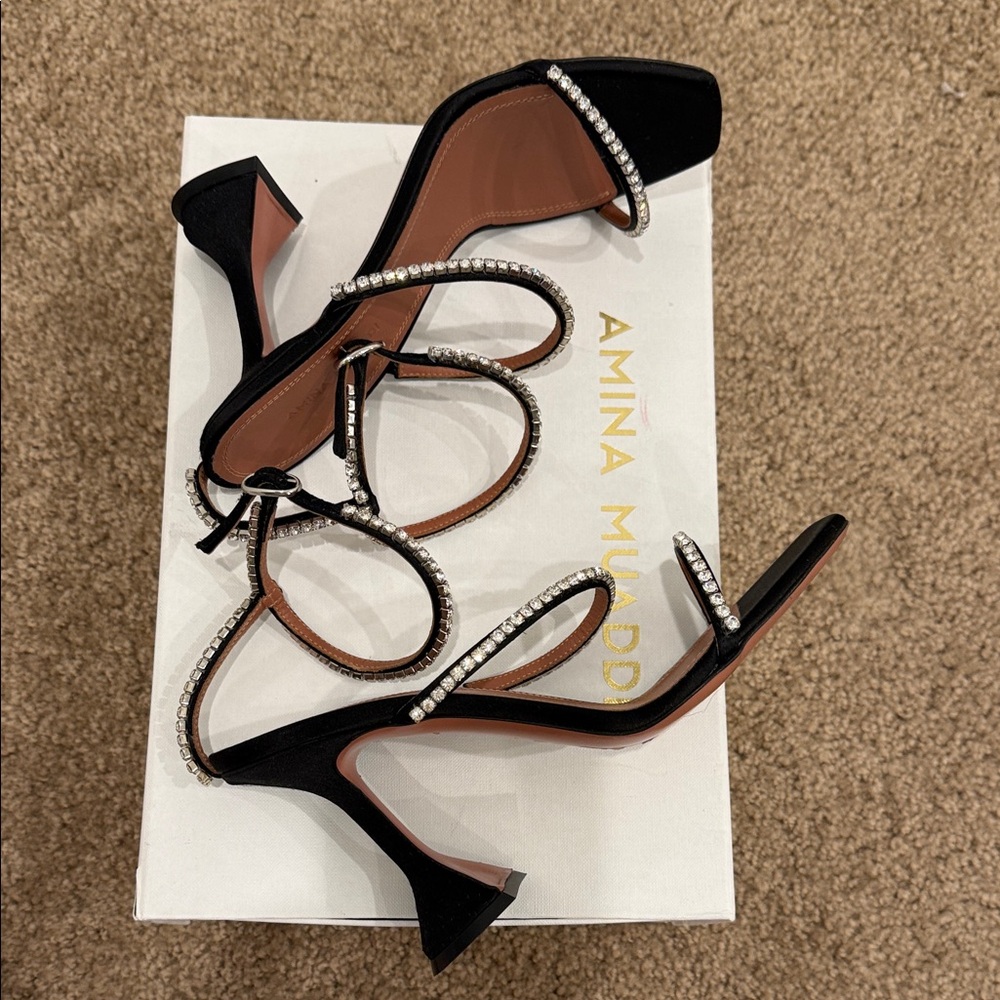 Amina Muaddi Crystal-Embellished Sandals – Size EU 37 - Picture 9 of 14